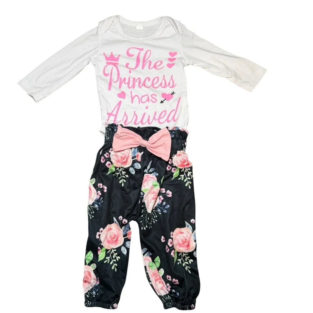 Baby Girl Outfit Lot 6 Pc 0-3M 3-6M Bodysuit Leggings Set Pink Floral Polka